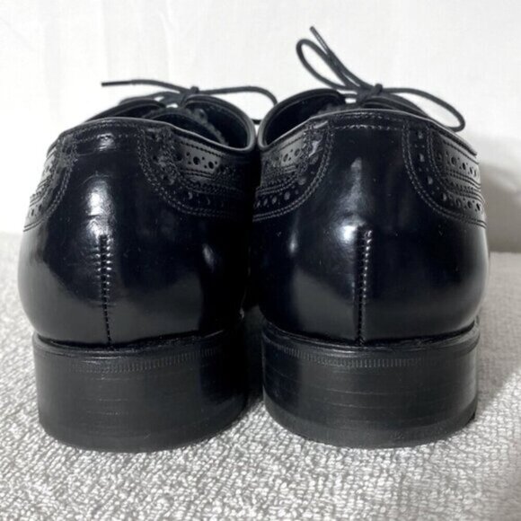 Vintage Florsheim Black Leather Lexington Wingtip Oxford Lace Up Dress Shoes 8.5 - Picture 6 of 12
